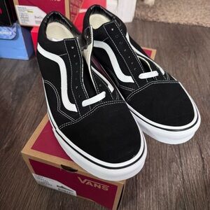 Vans Old Skool Classic Black and White Slip-Ons